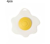 4pcs Fried Egg Shape Floor Drain Cover Anti Clogging Flexible Filter Screen Insect Prevention Cartoon Hair Catcher Stopper