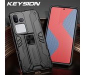 KEYSION Shockproof Armor Case for VIVO V30 Pro 5G V29 5G Silicone+PC Kickstand Phone Back Cover for VIVO X100 Pro 5G X90 Pro+
