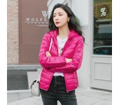Chaqueta de plumón de invierno para mujer, ligera y delgada, cálida, chaqueta con capucha, color liso, plumón de pato blanco.