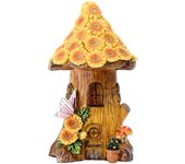 Fairy Garden House Solar Statue Sculpture Outdoor Miniature Decoration Lawn Yard