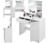 tocador de Maquillaje, Estilo Vintage, Espejo Giratorio, Taburete Acolchado, 4 cajones, Elegante, Muebles Dormitorio, tocador con Espejo, Espejo Maquillaje, tocadores de Maquillaje - Blanco