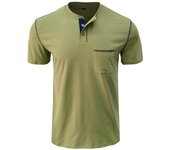 Men's Vintage Crew Neck Button-Down T-Shirt 65% cotton