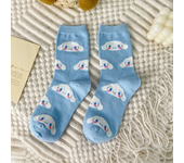 1pair Miniso Cinnamoroll Cartoon socks girl's blue combed cotton mid-tube stockings cute sanrio puppy stockings