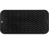 Silicone Dish Drying Mat for Multiple Usage,Easy clean,Eco-friendly,Heat-resistant Silicone Mat for Kitchen Counter,Sink,Bar,Bottle,or Cup Black S 12 inches x 6 inches