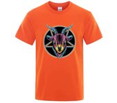 Men's goat head five color creative round neck summer cotton T-shirt, breathable cartoon loose street clothing