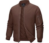MAGCOMSEN Men's Bomber Jacket Casual Waterproof Quilted Jacket Full Zip Windbreaker Winter Warm Varsity Jacket with Pockets