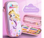 Mermaid 3D Mermaid Pencil Case Rocket Astronaut 3D Space Pen Case Zippered Waterproof 3D Astronaut Pencil Box Office Supplies