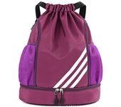 Hombres y mujeres bolsillos laterales dobles mochila deportiva con cordón bolsa de cordón, la escuela, la aptitud, bolsa de cordón, de gran capacidad, ligero, versátil, húmedo y seco, bolsas de baloncesto de fútbol, mochilas de senderismo