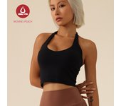 Moving Peach Halter Top Backless Top Buttery Soft V-neck Yoga Top Removable Padded Crop Top Gym Tennis daily wear BVD