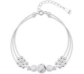 Pulsera 925 plata cuentas para mujer, brazalete bola suerte ajustable, hueco lujo, regalo boda