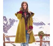 New Autumn and Winter European and American Women's Clothing Mid-length Printed Tops Long-sleeved Woolen Coat