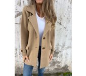 Otoño Invierno abrigos de lana Ropa de mujer de moda para mujer casual cuello vuelto chaqueta abrigo señora