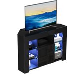 con iluminación LED, Mueble de TV Color Blanco Brillante, Mueble esquinero para TV, 100x68x40 cm (Negro)