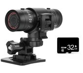 Motorcycle Helmet Camera, Bike Video Camera - 1080P Sports Action Camera, 120° Wide Angle Waterproof Camcorder, with Handle Holder, 32G SD Card