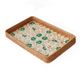 Hand Woven Splicing Shell Rattan Basket Rattan Weaving Colorful Rattan Shell Tray Handmade Household Weaving Fruit Basket