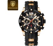 POEDAGAR Multifunción nuevo hombre reloj de silicona con reloj de cuarzo