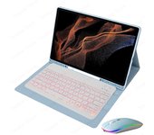 7-color Backlit Spanish Keyboard for Samsung Galaxy Tab S9 Ultra Keyboard Case 2023 SM-X910 X916B X918U Backlit Mouse