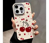 Cherry Printed Case For Magsafe For iPhone 16 15 Pro Max 14 13 12 Pro Max 11 Luxury Leather Texture Soft Silicone Phone Cover