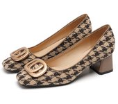 Square pointed thick heel high heels, new single spring strap, women's and fashionable grandmother strap