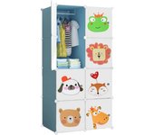 Armario Modular Infantil, Estantería de Módulos, Ropero para Niños, Organizador Modular, Estante de Almacenamiento para Hogar, 12 Módulos, 140x105 cm
