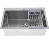 Fregadero de acero inoxidable, empotrable, de acero inoxidable, rectangular, 68 x 45 cm, acero inoxidable, para cocina