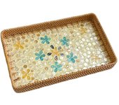 Hand Woven Splicing Shell Rattan Basket Rattan Weaving Colorful Rattan Shell Tray Handmade Household Weaving Fruit Basket