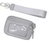 Women's Keychain The Iris Waterproof Nylon Wallet Pouch Wristlet Zip Card Case with Clear ID Window