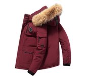 corta Chaqueta plumón para hombre, chaqueta informal con cuello piel gruesa de invierno, Nueva