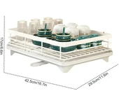 Dish Drying Rack Adjustable Kitchen Plates Organizer with Drainboard Over Sink Countertop Cutlery Storage Holde