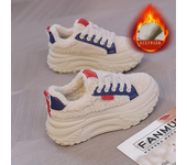 Women's Fashion Lace-up Winter Furry Chunky Sneakers Comfy & Thermal Non-slip Platform Casual Dad Shoes