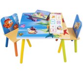 Grupo de Asientos para Niños Mesa y 2 Sillas en Edad Preescolar Muebles para Niños Juego de Mesas para Niños Impresas en Océano
