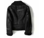 Chaqueta De Cuero De Imitación Para Mujer, Forro De Sherpa, Abrigo Cálido De Motorista Con Cuello De Piel