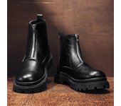 Los hombres de cuero botas de cremallera botas altas impermeables grandes punta redonda de moda Cien Botas