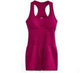 FKAFIT Women Yoga Rompers Workout Ribbed Square Neck Sleeveless Summer Bodycon Playsuit Sports Short Bodysuit