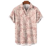 Moda Verano Hawaiiana para Hombres Camisa Suelta con Manga Corta, Estampado 3D Retro, Ideal para Vacaciones en la Playa