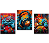 Graffiti Game Controller Prints Poster Headphones Gaming Decorative Canvas Painting Boy Bedroom Gamer Room Wall Art Decor