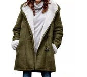 Long-sleeved Horn Button Ladies' Warm Fleece Jacket