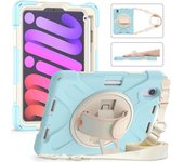 Heavy Duty Case Universal For iPad Mini 7 A17 Pro 2024 2021 8.3" Rotatable Stand Hybrid Cover With Hand Shoulder Strap, Pen Slot