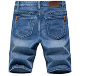 Summer Classic Shorts Jeans Men Denim Pants Straight Stretch Casual Cool  Thin Knee Length Blue Fashion Brand Daily Trousers