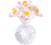 Handcraft Crystal Flower Statue Ornament Clear Base Mini Glass Flower Sculpture Rose Tulip Gift Simulation Flowers Collectible