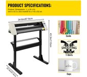 SucceBuy Vinyl Cutter, 28 Inch Vinyl Plotter, 720mm Paper Feed, Sturdy Floor Stand, Precision Cutting Machine for Paper, White or Black
