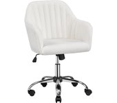 Silla de Oficina Ergonómica Reclinable Silla de Escritorio con Ruedas Giratorias de 360° Silla de Ordenador Ajustable en Altura con Asiento Acolchado Carga MAX 136 KG Blanca