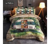 Camping Car Duvet Cover Travel Theme Bedding Set Cartoon Animal Camping Comforter Cover Full King For Teens Adult Camper Gifts