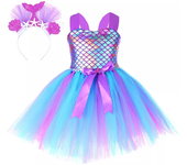 Girl mermaid costume, Tutu+headband, girl inflatable skirt, cosplay, fish scale dress