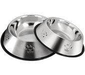Bebedero Gato, Tazón de Acero Inoxidable Hipoalergénico, Resistente, Base Antideslizante, Fácil de Limpiar y Apto para Lavavajillas, Cuenco para Mascotas.