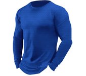 Camiseta deportiva informal de manga larga con cuello redondo para hombre, ropa ajustada para fitness