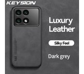 KEYSION Luxury PU Leather Case for Xiaomi POCO F6 Pro Soft Silicone+PC Shockproof Phone Back Cover for Xiaomi POCO F6 Pro