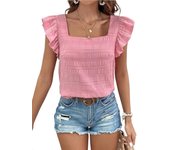 Sleeveless Ruffle Loose Female Tops Frill Top Novelty 2024 Modern Long Women's Shirt and Blouse Simple Cheap Stylish Cool Tall M