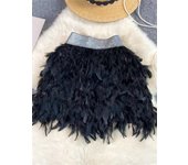 Senior Birthday Party Skirt High Quality Elastic Waist Mini Skirt Fairy Style Sweet Feather Splicing Ball Gown Skirt