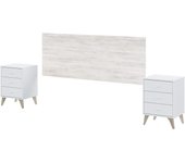 Cabezal + Dos mesitas de Noche, Cabecero para Cama de Matrimonio, Medidas: 272 cm (Ancho) x 116 cm (Alto) x 33.5 cm (Fondo)
